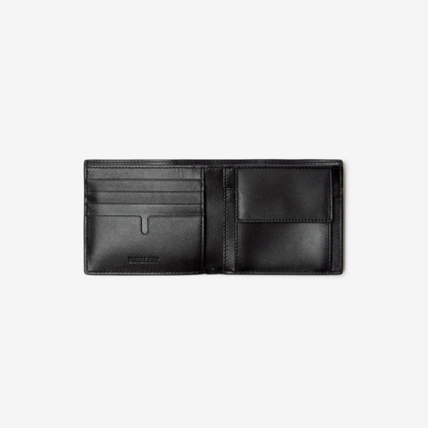 Vi Burberry Embossed Check Bifold Coin Wallet 'Black' 80783551
