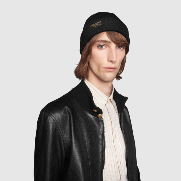 Mu Gucci Wool Hat With Gucci Label 'Black' 612118-4G332-1000