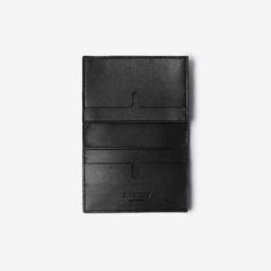 Vi Burberry Embossed Check Bifold Card Case 'Black' 80797721