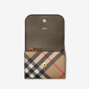 Vi Burberry Check Compact Wallet 'Sand' 80952911