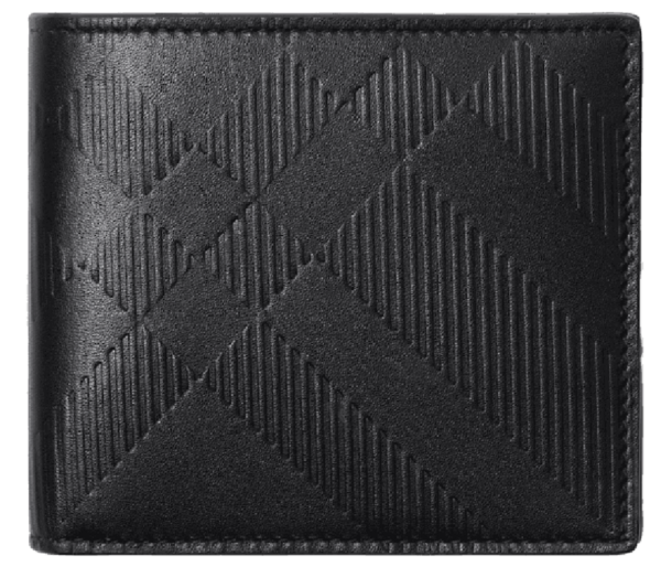 Vi Burberry Embossed Check Bifold Wallet 'Black' 80783491