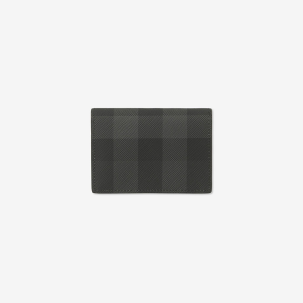 Vi Burberry Check Leather Folding Card Case 'Charcoal' 80702041