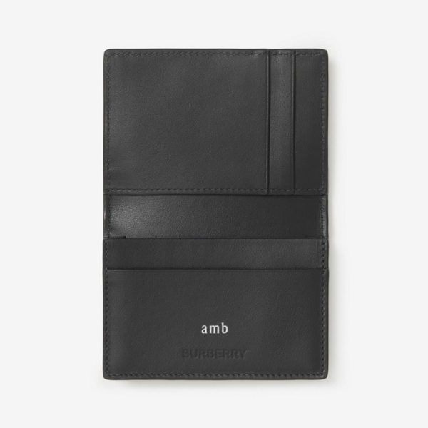 Vi Burberry Check Leather Folding Card Case 'Charcoal' 80702041