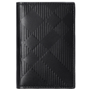 Vi Burberry Embossed Check Folding Card Case 'Black' 80783521