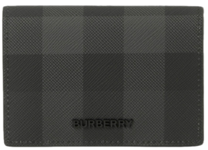 Vi Burberry Check Leather Folding Card Case 'Charcoal' 80702041