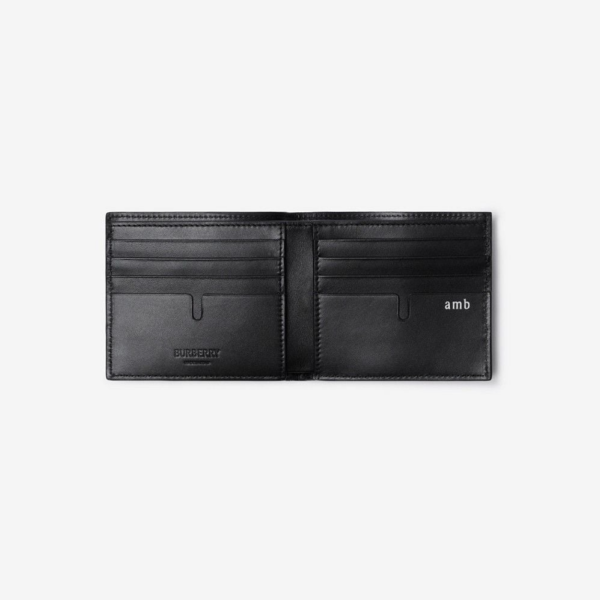 Vi Burberry Embossed Check Bifold Wallet 'Black' 80783491