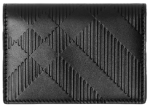 Vi Burberry Embossed Check Bifold Card Case 'Black' 80797721