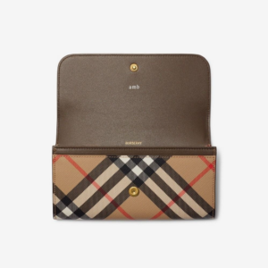 Vi Burberry Check Continental Wallet 'Sand' 80952721