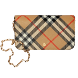 Vi Burberry Check Chain Strap Wallet 'Sand' 80951231