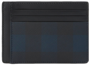 Vi Burberry Check Money Clip Card Case 'Navy' 80732851