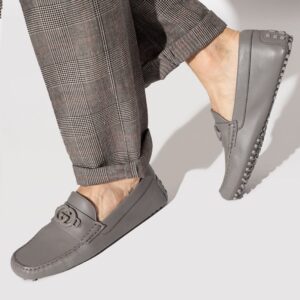Giay Gucci Leather Moccasins 'Grey' 692379-1XH00-1275