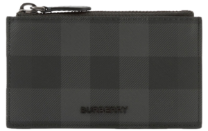 Vi Burberry Check Zip Card Case 'Charcoal' 80716801
