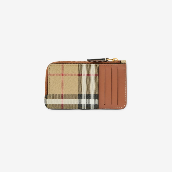 Vi Burberry Check Zip Card Case 'Beige' 80704191