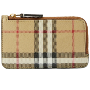 Vi Burberry Check Zip Card Case 'Beige' 80704191