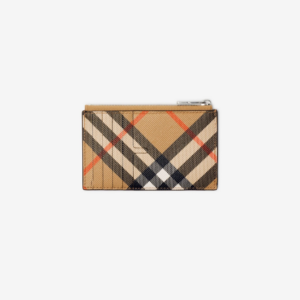 Vi Burberry Check Zip Card Case 'Sand' 80919001