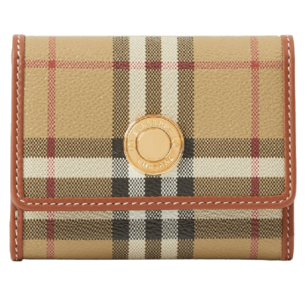 Vi Burberry Small Check Folding Wallet 'Beige' 80704151