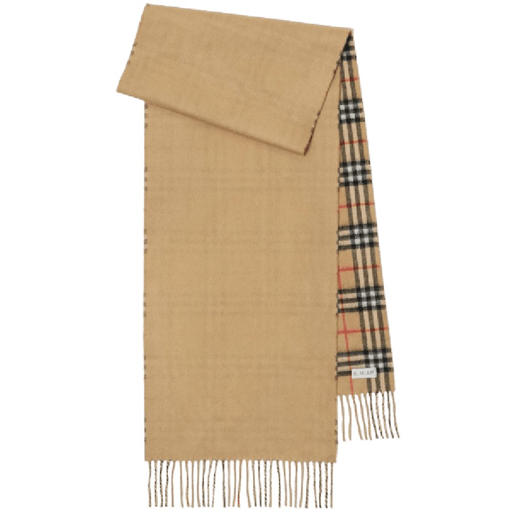 Khan Burberry Reversible Check Cashmere Scarf 'Beige' 80824801