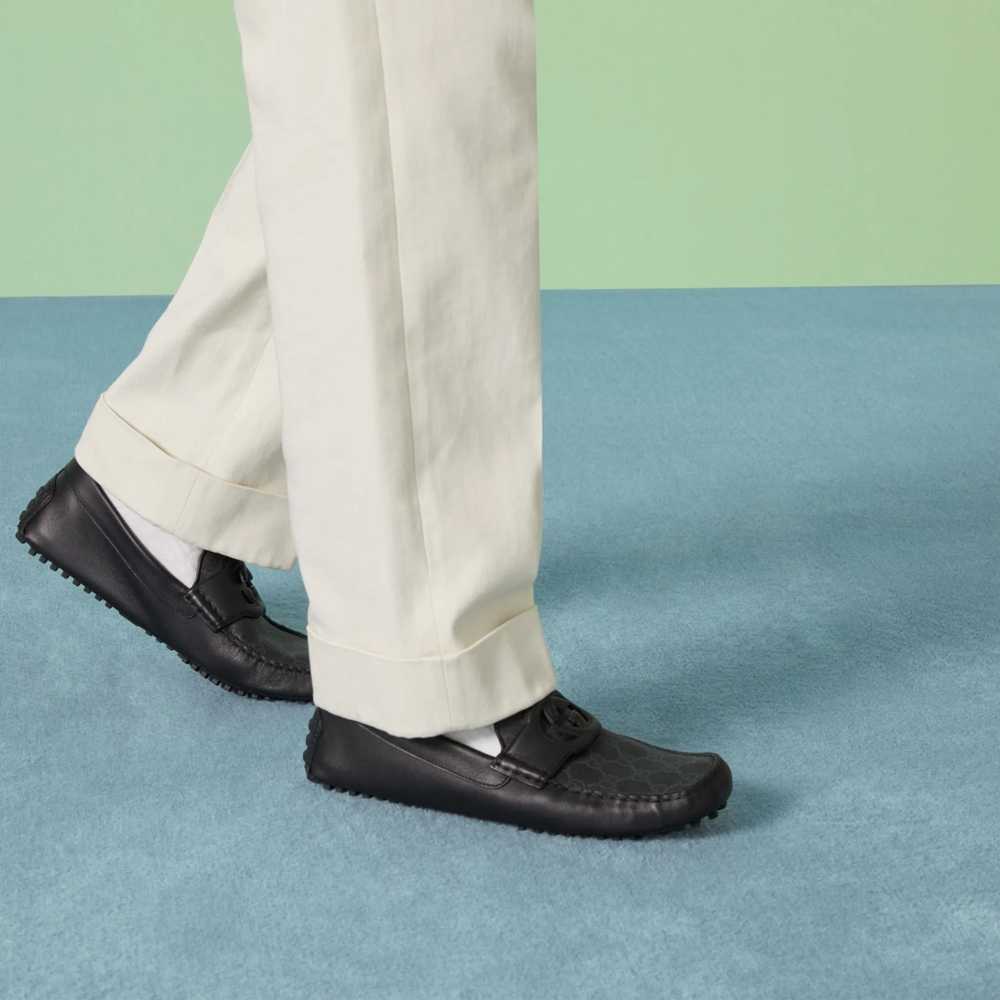 Giay Gucci Interlocking G Driver 'Black' 730148-AAB7Z-1000