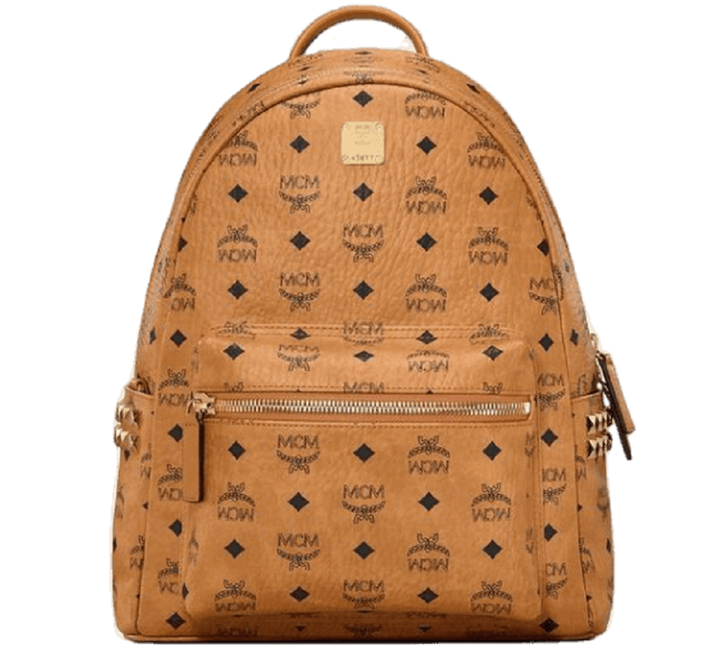 Balo MCM Stark Side Studs Backpack in Visetos 'Cognac' MMKAAVE32CO001
