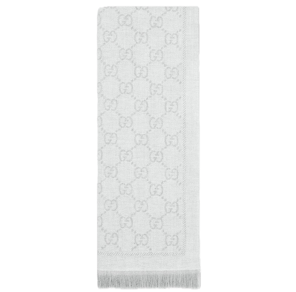 Khan Gucci GG Jacquard Knitted Scarf 'Silver' 133483-3G200-1763