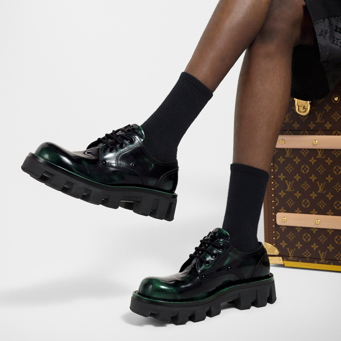 Giay Louis Vuitton LV Checker Derbies 'Green' 1AH359