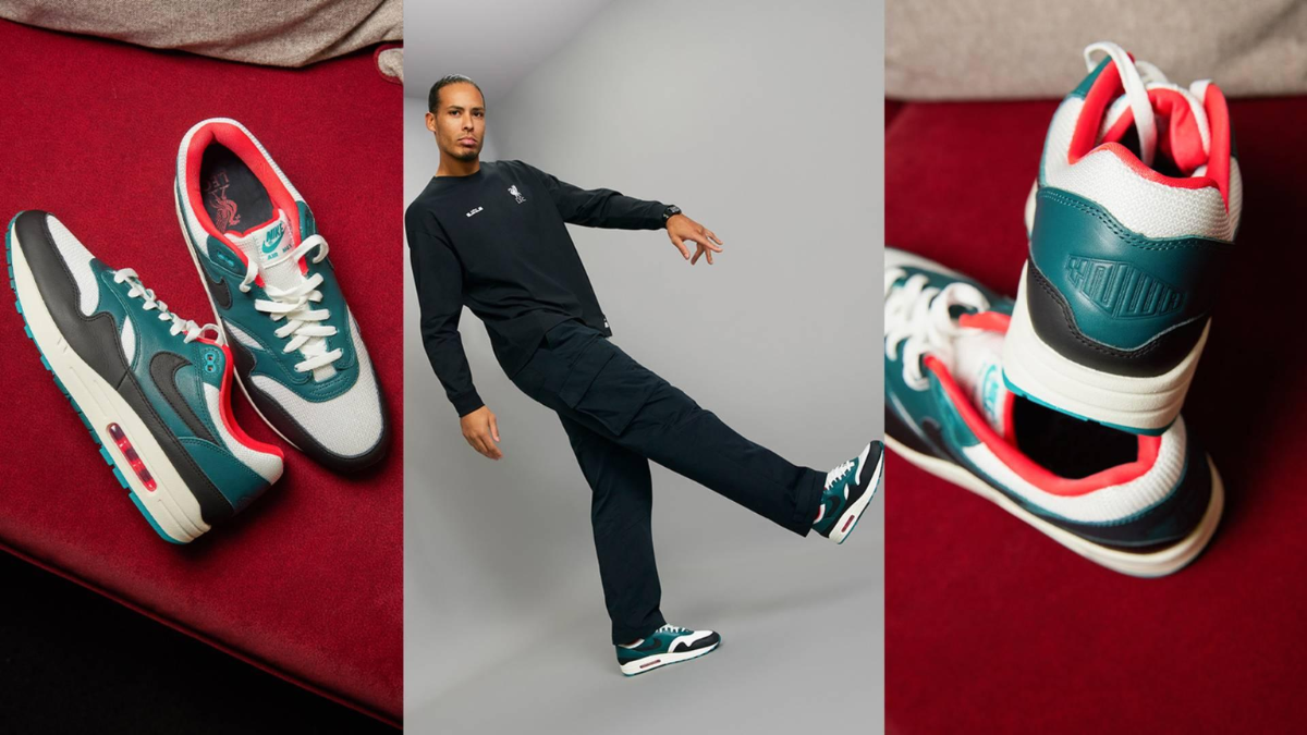 Doi giay Liverpool x LeBron James x Nike Air Max 1 voi phoi mau trang-den-do.