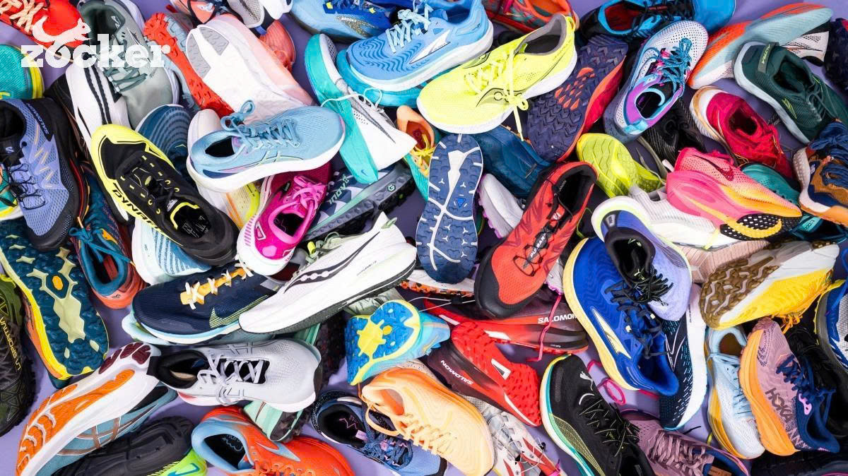 Hinh anh cac doi giay chay bo hang dau nam 2025 cua Asics, Hoka, Saucony, Adidas va Nike.