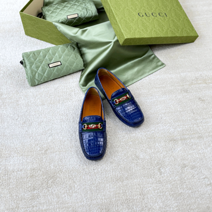 Alternative view of Giày Gucci Crocodile Leather 'Blue' 661355-L2410-4570