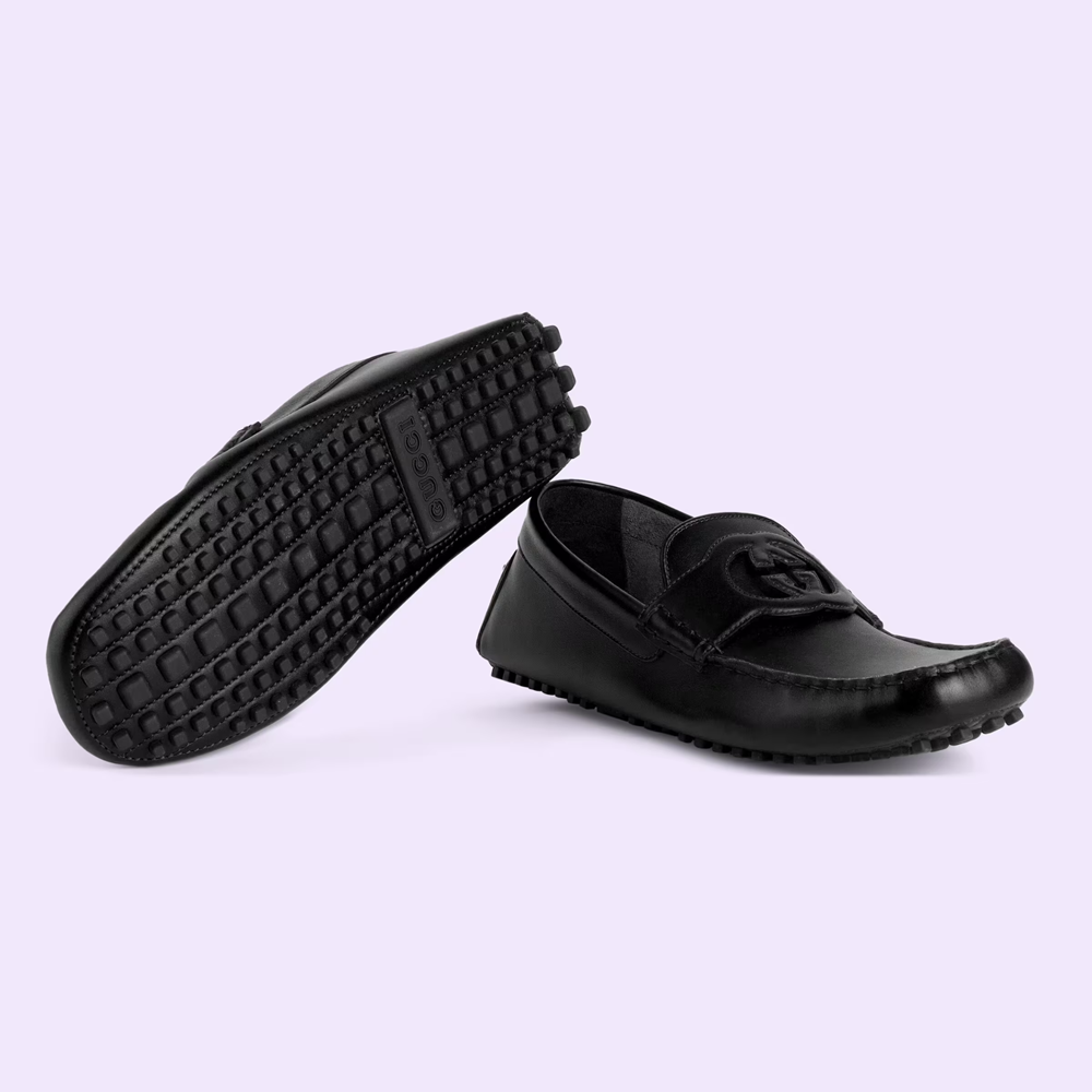 Alternative view of Giày Gucci Moccasin Interlocking G Driver 'Black Soft Leather' 730148-1XH60-1000