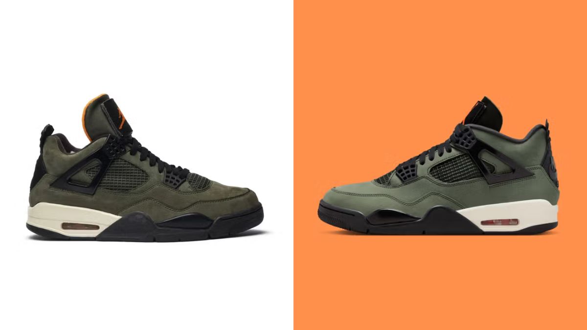 Hinh anh doi giay Undefeated x Air Jordan 4 phien ban 2025 va 2005