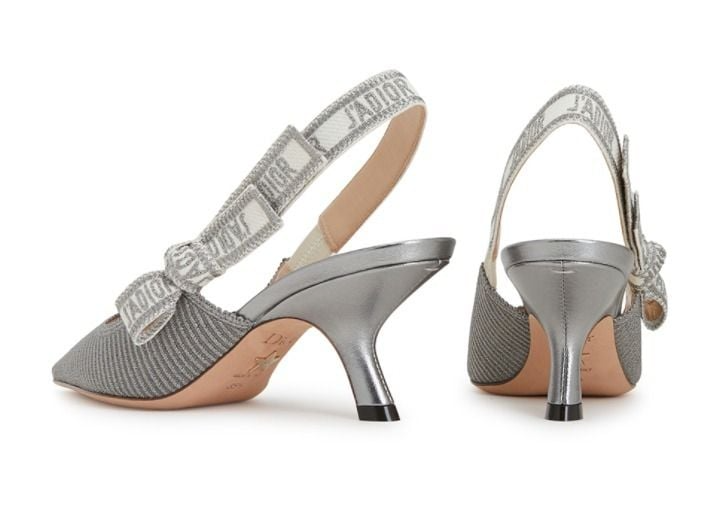 Alternative view of Giày Dior J'adior Slingback Pump Metallic Fabric 'Silver' KCP866ELF-S75K