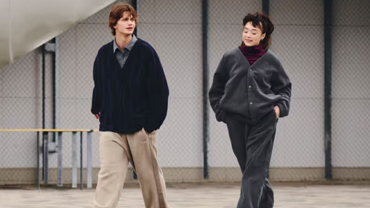 Ao khoac ni UNIQLO x NEEDLES voi thiet ke tinh te va bieu tuong buom buom dac trung.