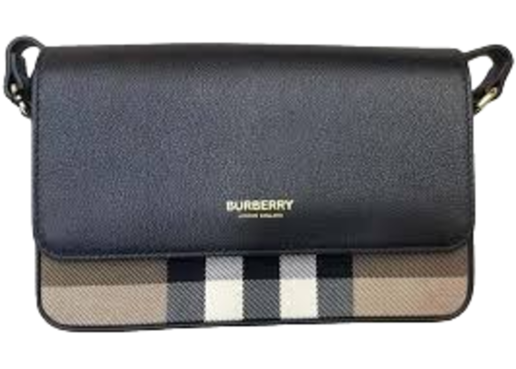 Túi Burberry Check Leather ‘Black’ 8084028