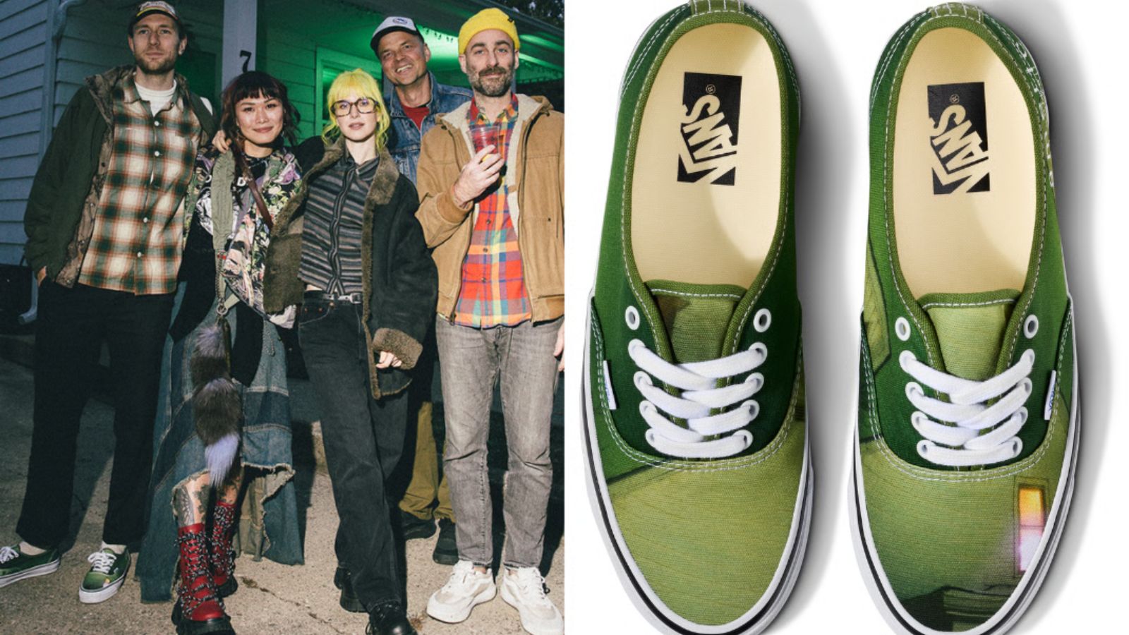 Hinh anh 1: Hinh anh doi giay Vans OTW x American Football Authentic 44 voi thiet ke bia album bieu tuong.