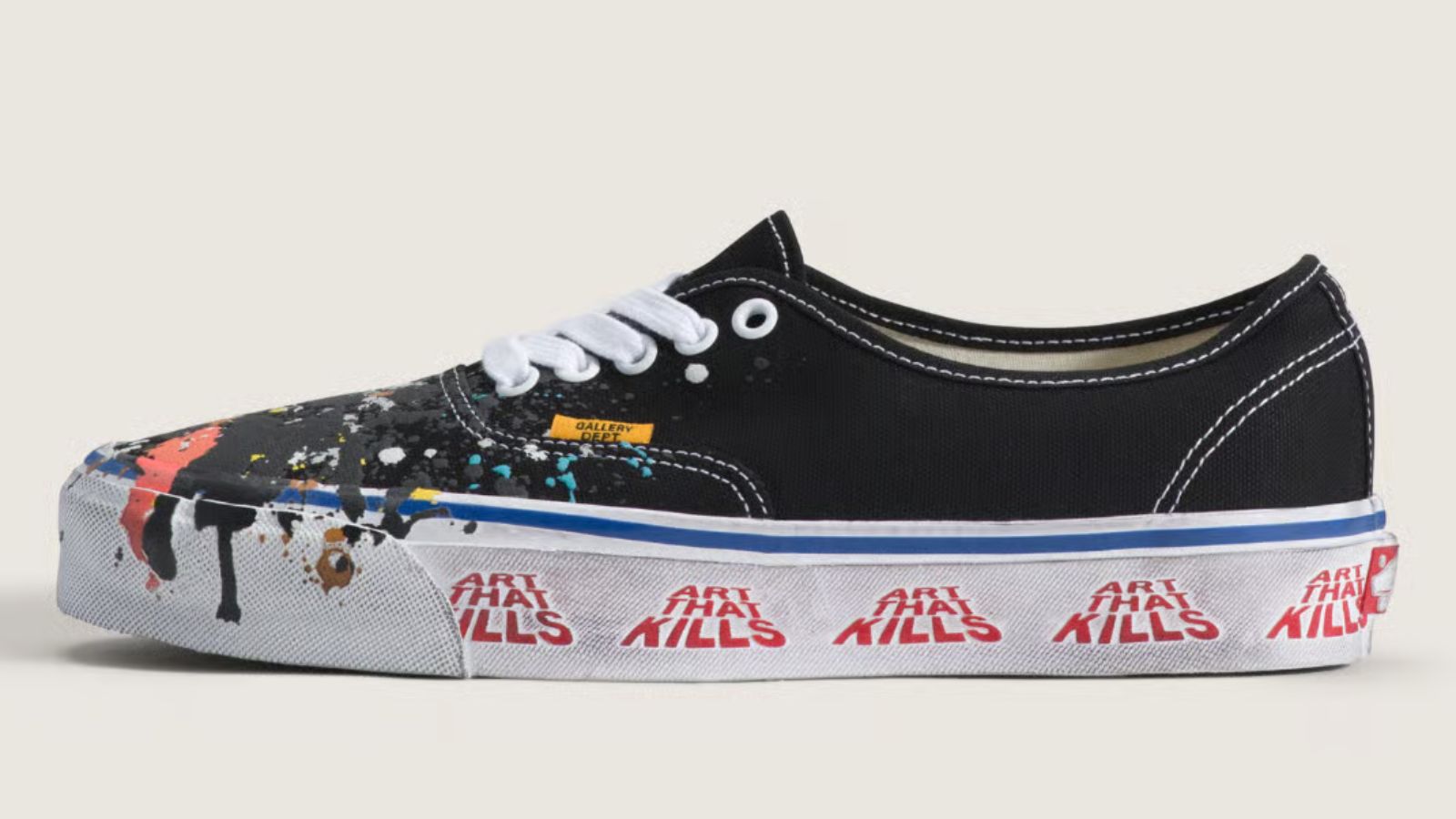 Hinh anh 1: Giay Vans Authentic 44 Art That Kills Black voi thiet ke vet son doc dao tu Gallery Dept.